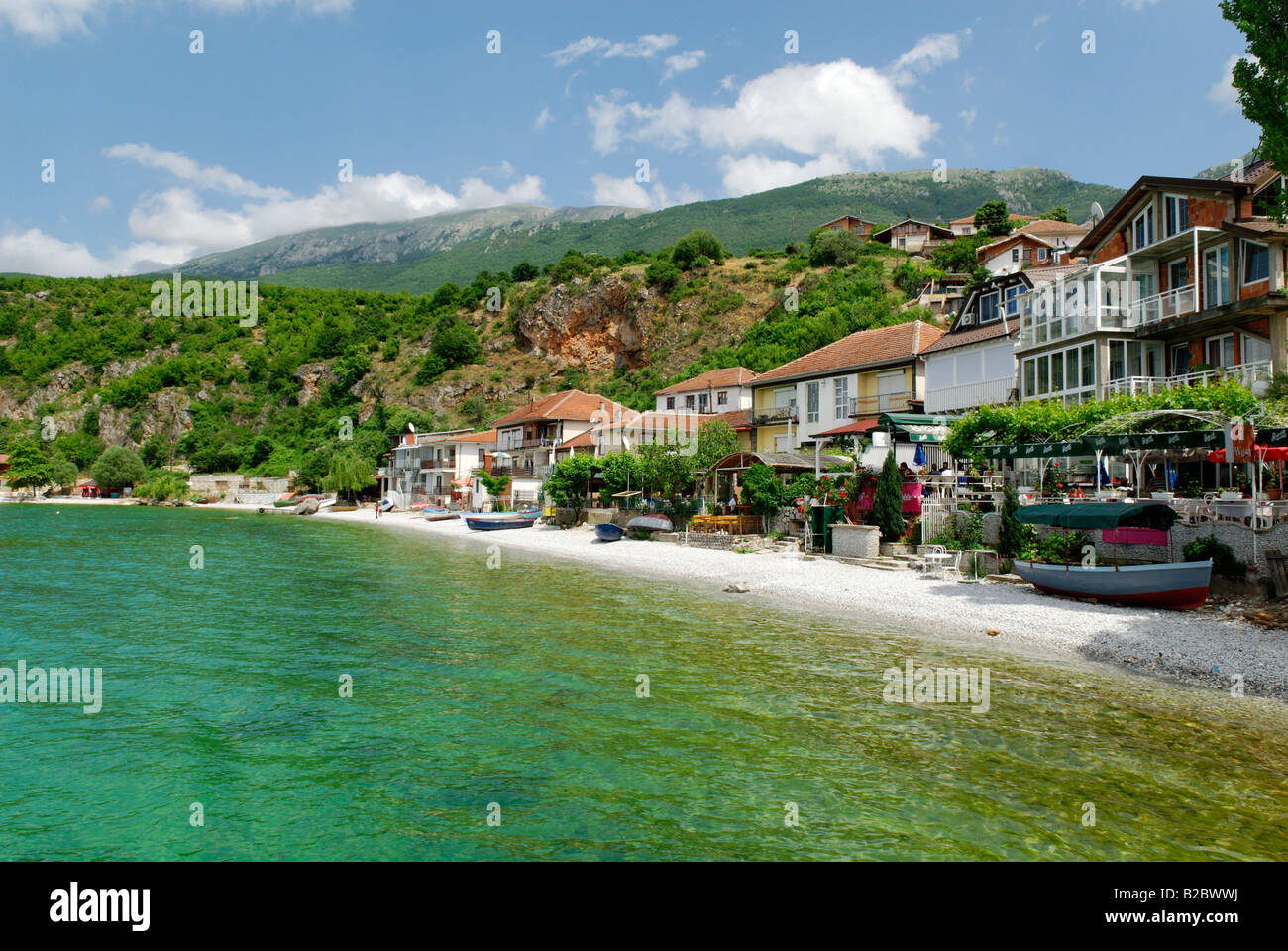 Trpejca sul lago di Ohrid, Galicica Parco Nazionale, sito Patrimonio Mondiale dell'UNESCO, Macedonia, Europa Foto Stock