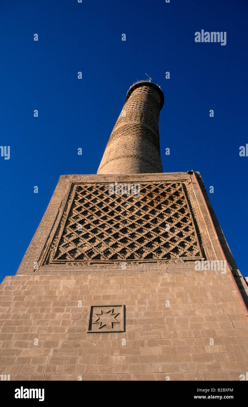 Crooked minareto della Nuriya-moschea, costruito 1148, Jami an-Nuri, Mosul, Iraq, Asia Foto Stock