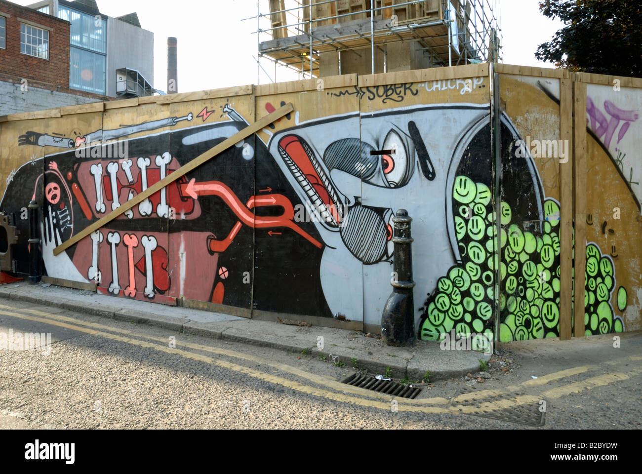 Murale con edifici in background, Londra Foto Stock