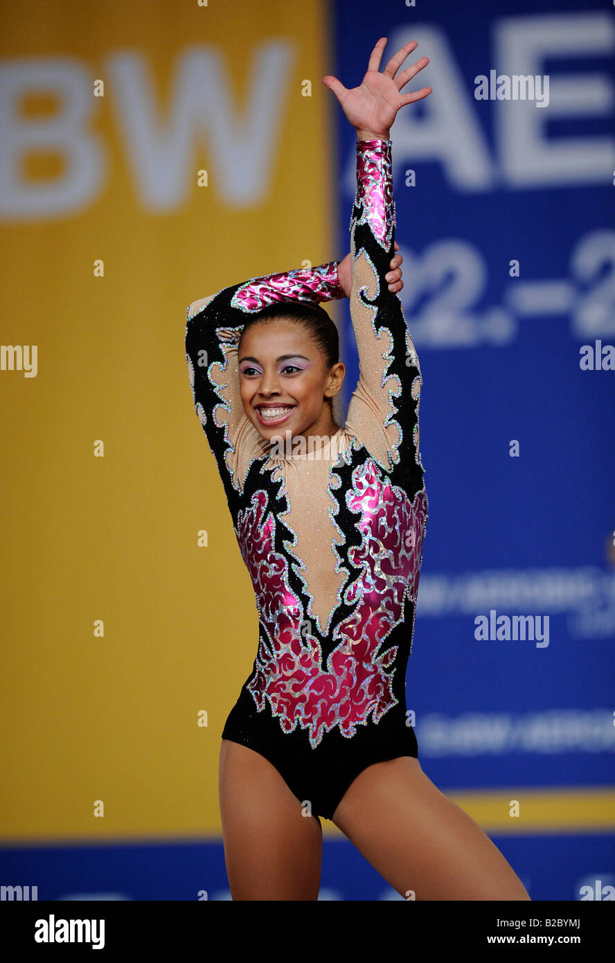 Marcela Lopez, il Brasile, il Campione del Mondo donne singoli, 10. Ginnastica aerobica del Campionato del Mondo di Ulm, Baden-Wuerttemberg Foto Stock