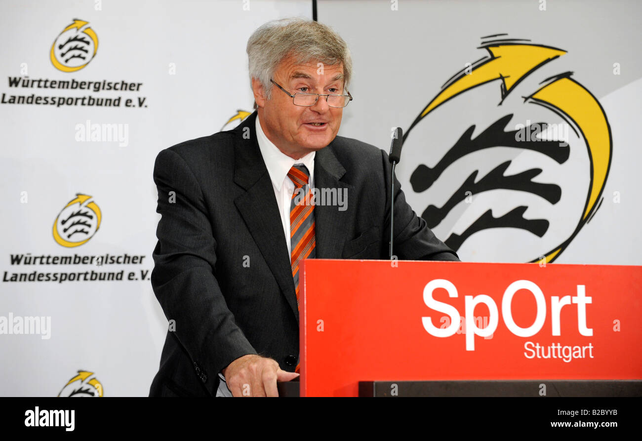 Dieter SCHMID-VOLKAR, presidente della contea di federazione sportiva Baden-Wuerttemberg, Sport Stuttgart County Sport giorno federale WLB Foto Stock