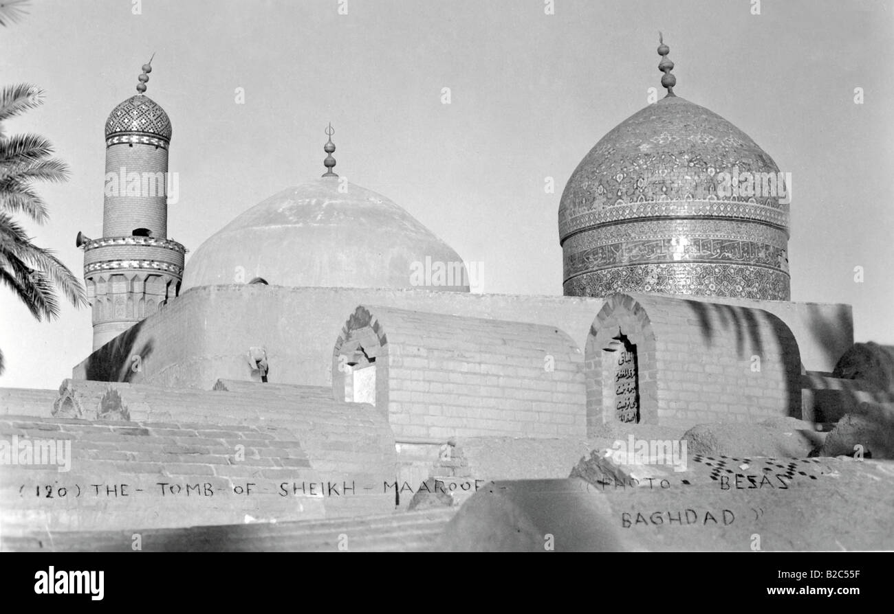 Tomba di Sheik Maroof, foto storiche, circa 1930, Baghdad, Iraq, Medio Oriente e Asia Foto Stock