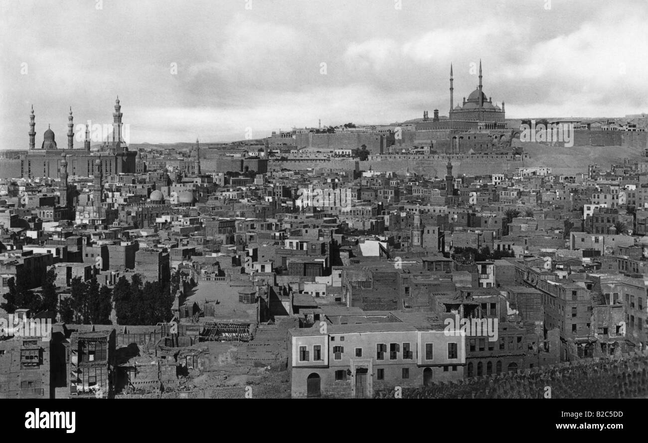Vista storica del Cairo, circa 1930, Cairol, Egitto, Africa Foto Stock