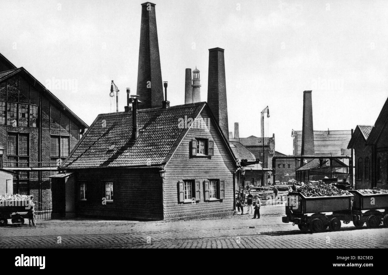 Stabilimento di produzione, casa ancestrale della Famiglia Krupp, la storica foto da circa 1930, Essen, Renania settentrionale-Vestfalia Foto Stock