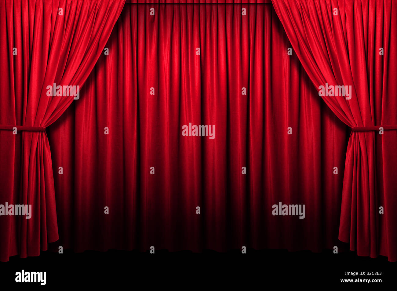Red sipario di un palcoscenico con luce e ombra Foto Stock