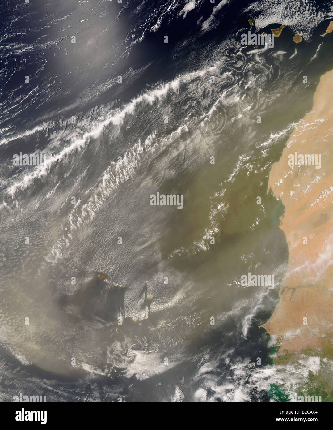 Tempesta di polvere fuori West Africa su Giugno 21, 2008 a 14:50 UTC. Foto Stock