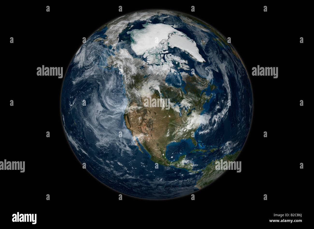 Piena la terra vista che mostra il Nord America. Foto Stock