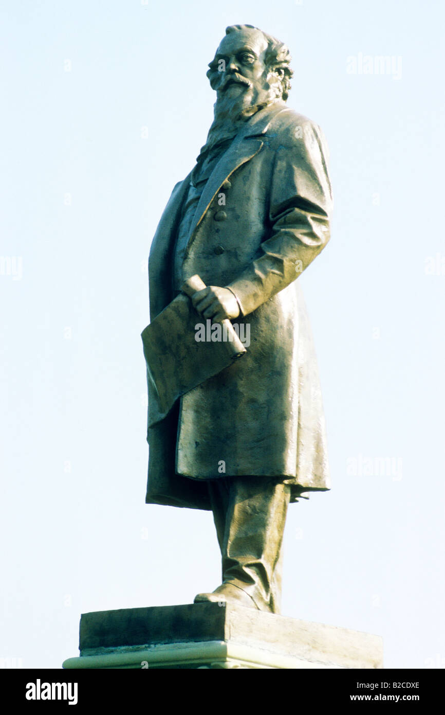 Sir Tito statua di sale Saltaire Yorkshire Regno Unito Inghilterra vittoriana fabbrica industriale proprietario del XIX secolo di storia inglese Foto Stock