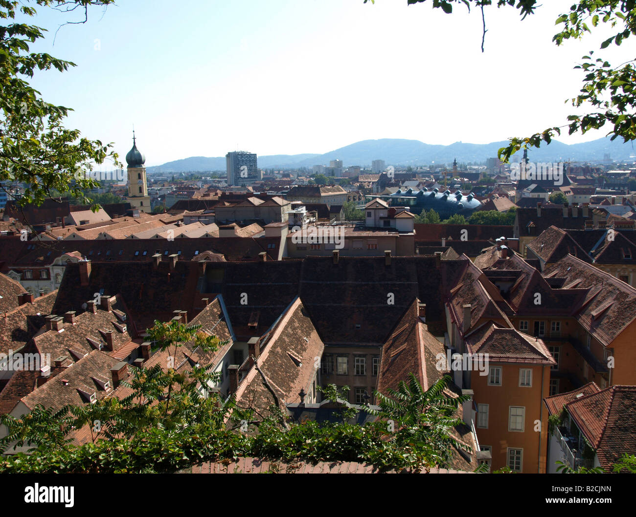 Vista della città di Graz, vista dall'alto Foto Stock