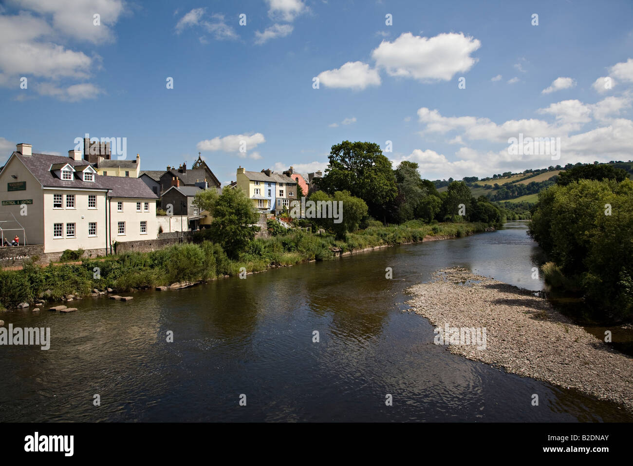 Il fiume Usk a Brecon Galles REGNO UNITO Foto Stock