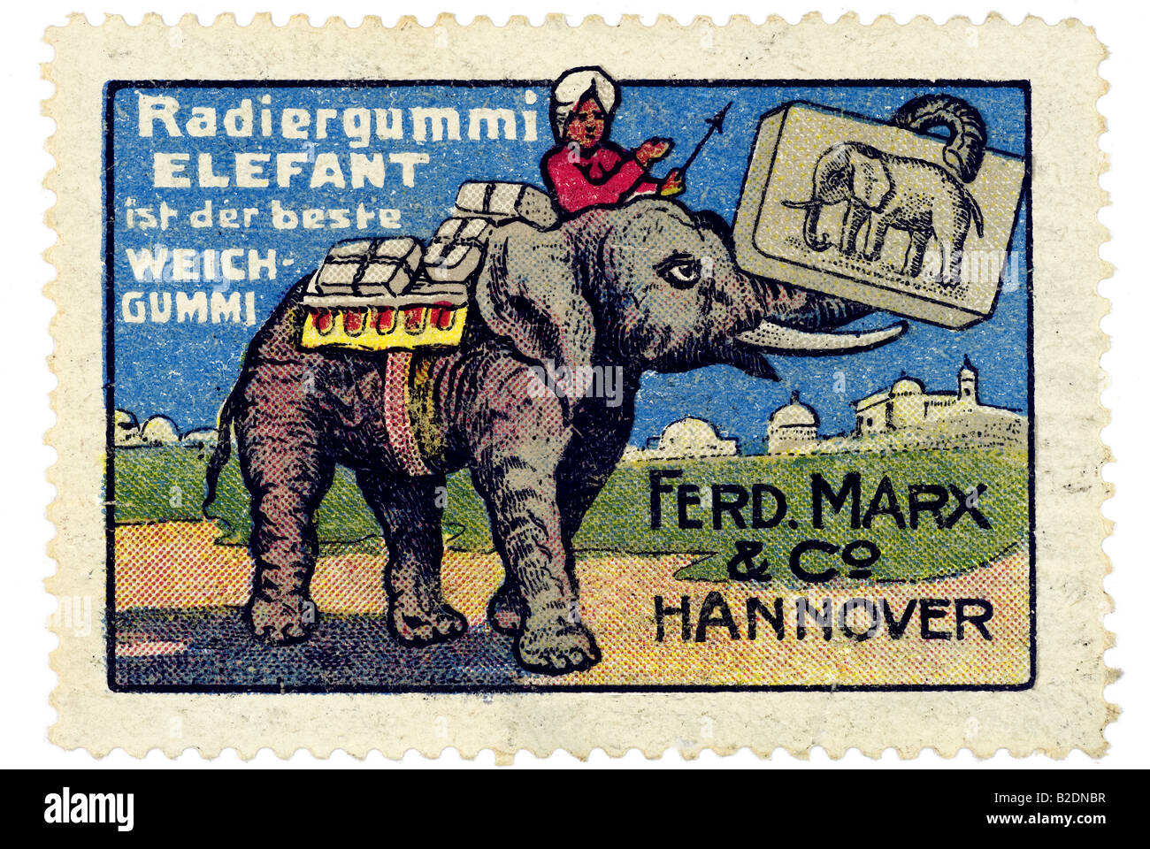 Timbro di trading Radiergummi Elefant ist der beste Weichgummi Fred Marx Co Hannover Foto Stock