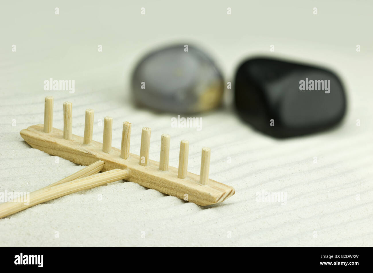 Close up di un giardino zen Foto Stock