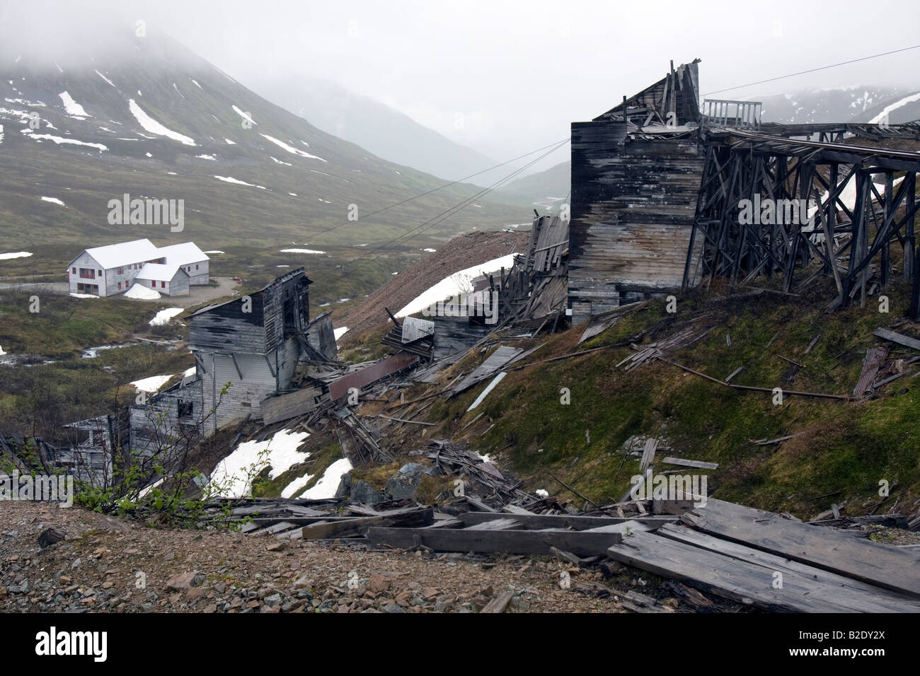 Indipendenza abbandonata miniera di Hatcher pass, Alaska, STATI UNITI D'AMERICA Foto Stock