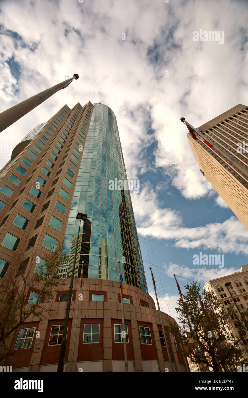 Nuovi e vecchi edifici in downtown Winnipeg Foto Stock