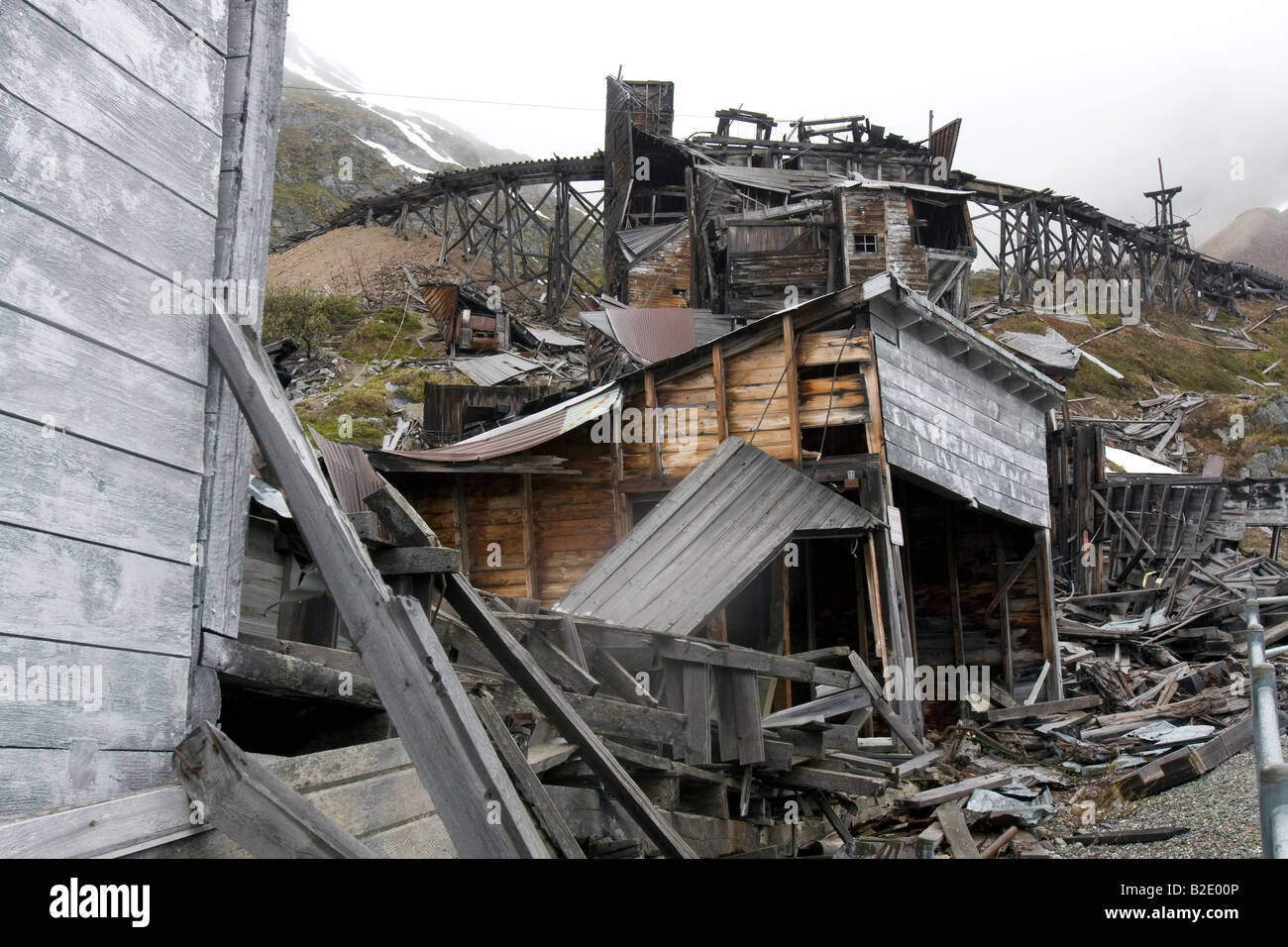 Indipendenza abbandonata miniera di Hatcher pass, Alaska, STATI UNITI D'AMERICA Foto Stock