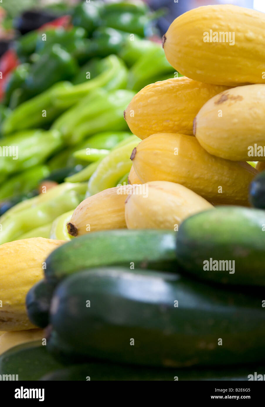 Ortaggi assortiti sul display a lato ovest Mercato in Cleveland Ohio Foto Stock
