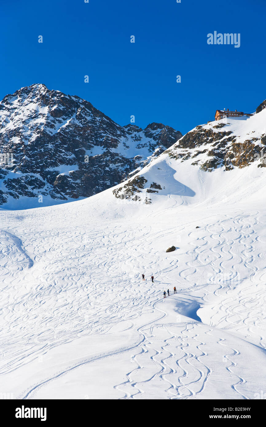 Vista aerea di sciatori sci Grosses Seehorn Austria Foto Stock
