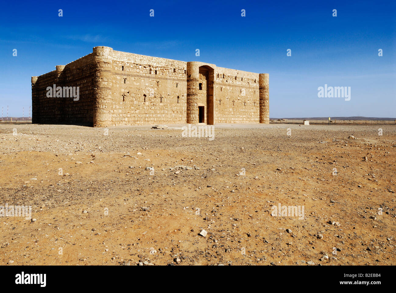 Facciata del castello, Qasr Kharana, Giordania Foto Stock