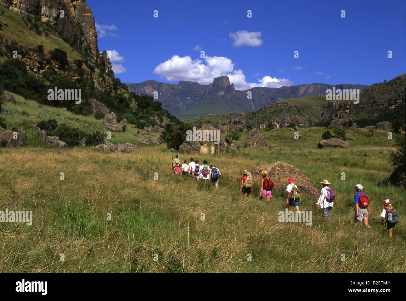 Giorno gli escursionisti in Valle Injasuti Foto Stock