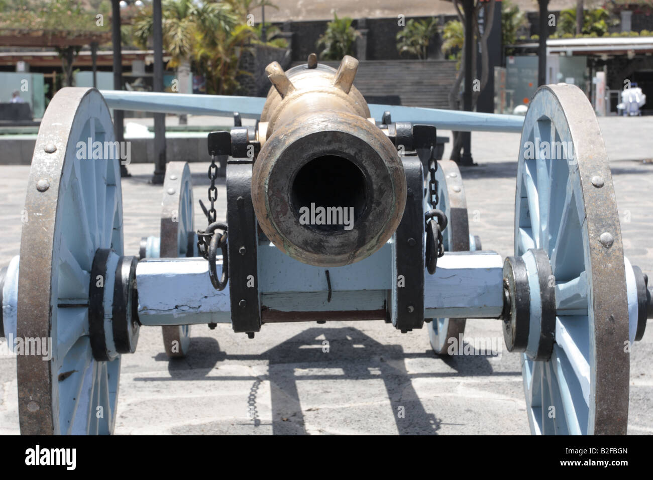 Un cannone ad una rievocazione storica del 1797 Battaglia di Santa Cruz tra Nelson e Guttierez, Tenerife Foto Stock
