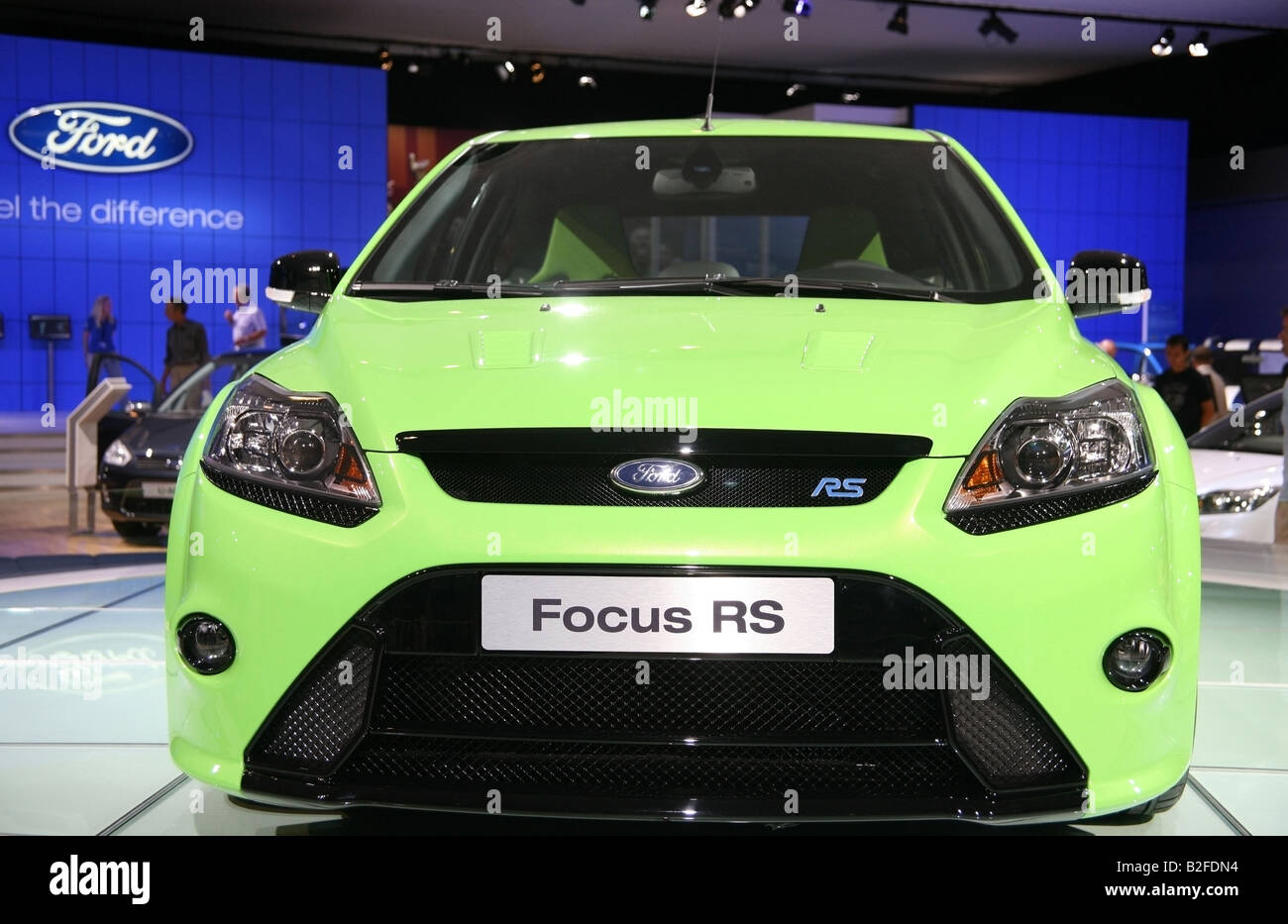 Green Ford Focus RS al Motor Show di Londra Foto Stock