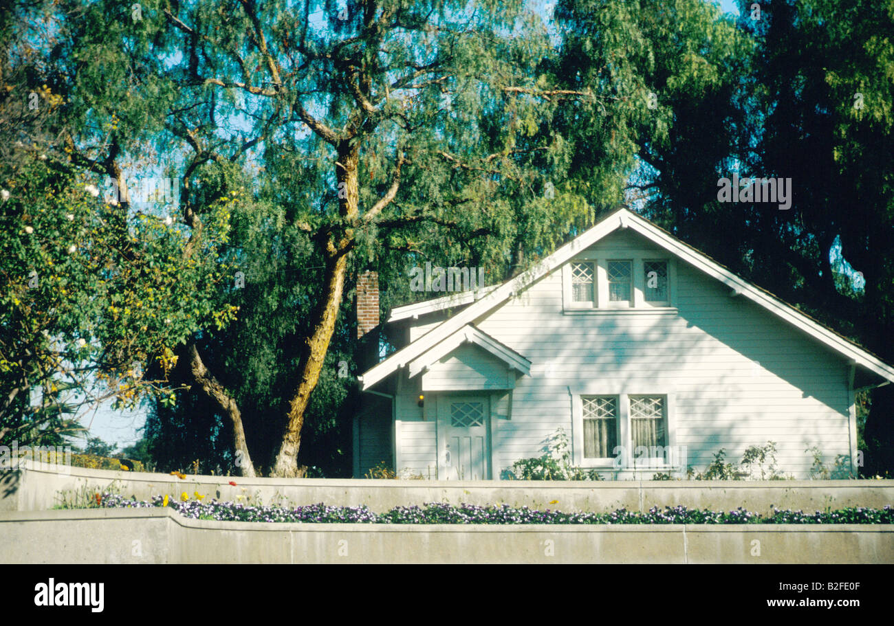 Richard M. Nixon casa natale presso la Biblioteca di Nixon e luogo di nascita, Yorba Linda, Orange County, California Foto Stock