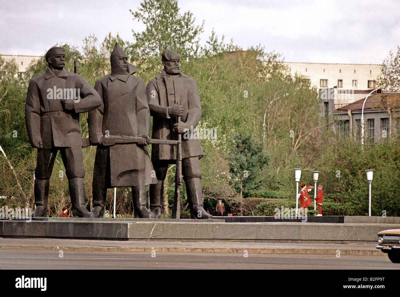 Lenin soldati, statua di Novosibirsk Foto Stock