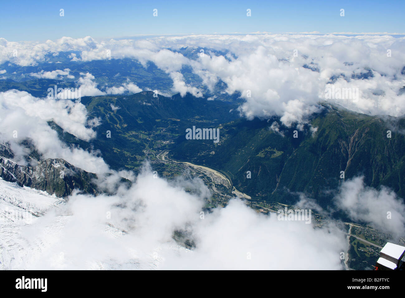 Vista da Aigulle Du Midi, Chamonix Mont-Blanc, Francia Foto Stock