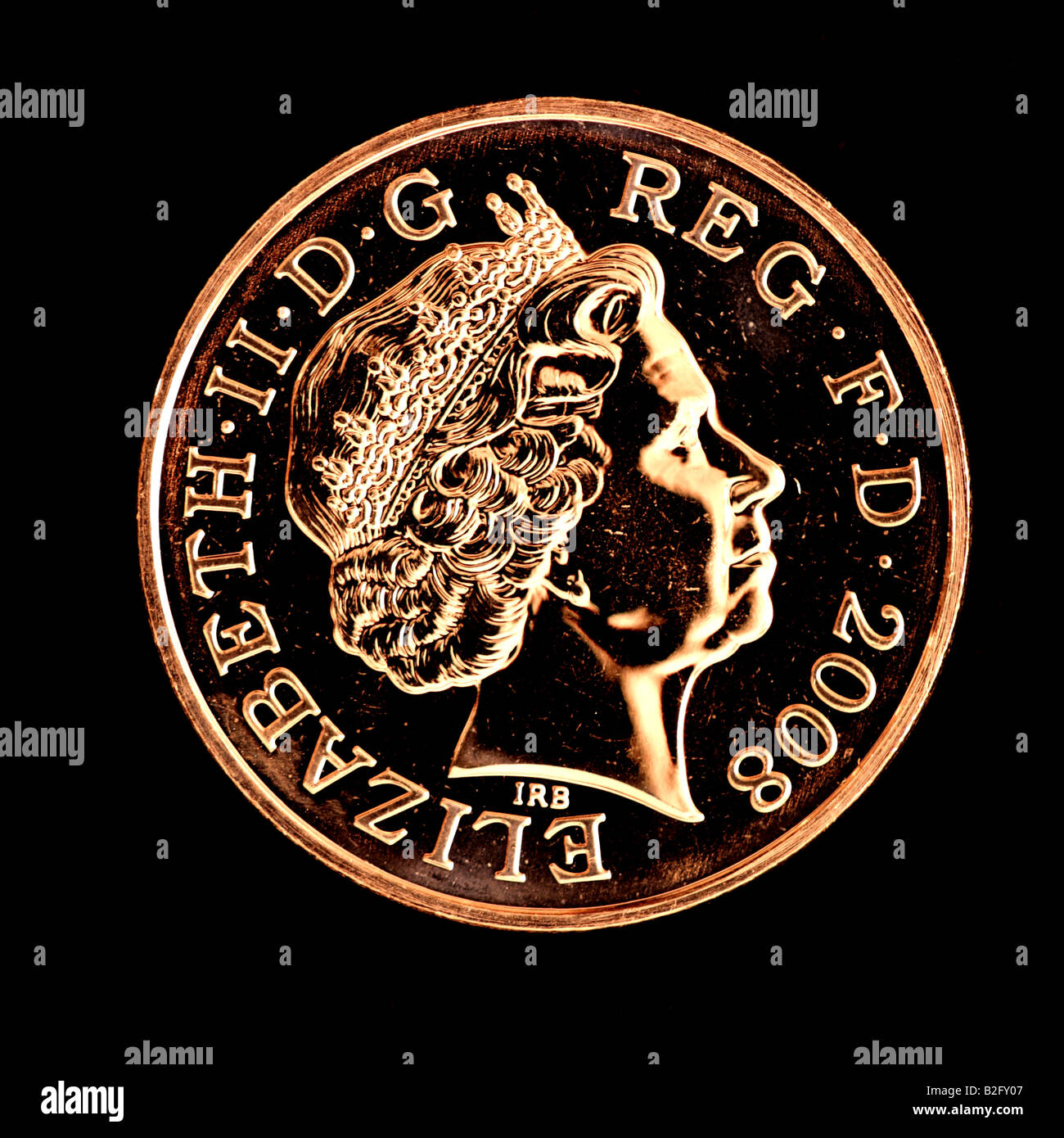 "Testa della Regina sulla nuova moneta 2008 design' Foto Stock