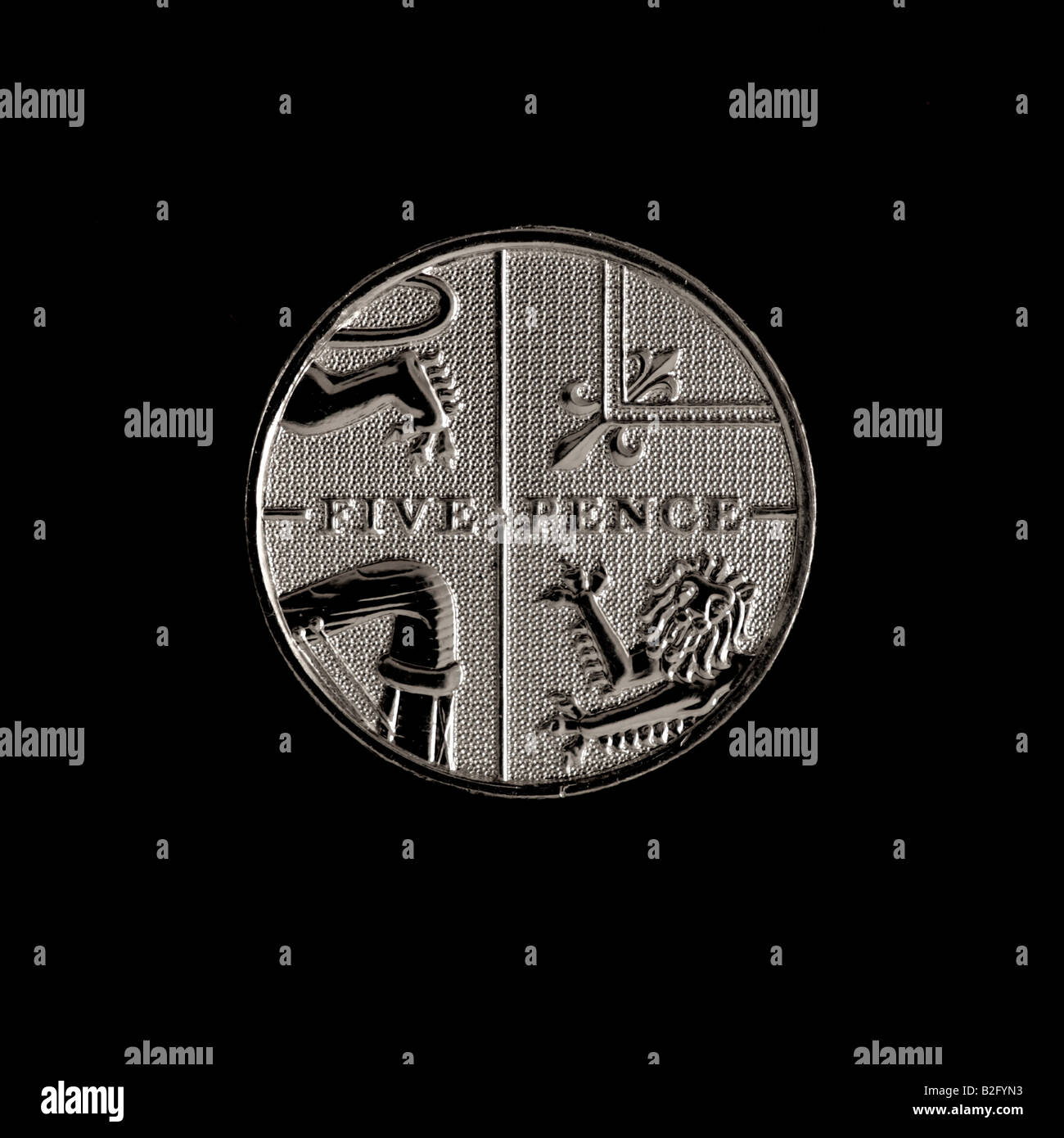 'Royal scudo di armi: 5 pence' Foto Stock