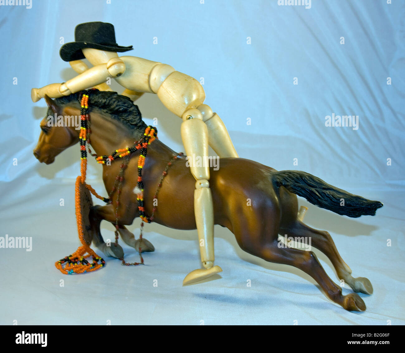 Mannequin Silo-Adjustable Cowboy e Cavallo. Foto Stock