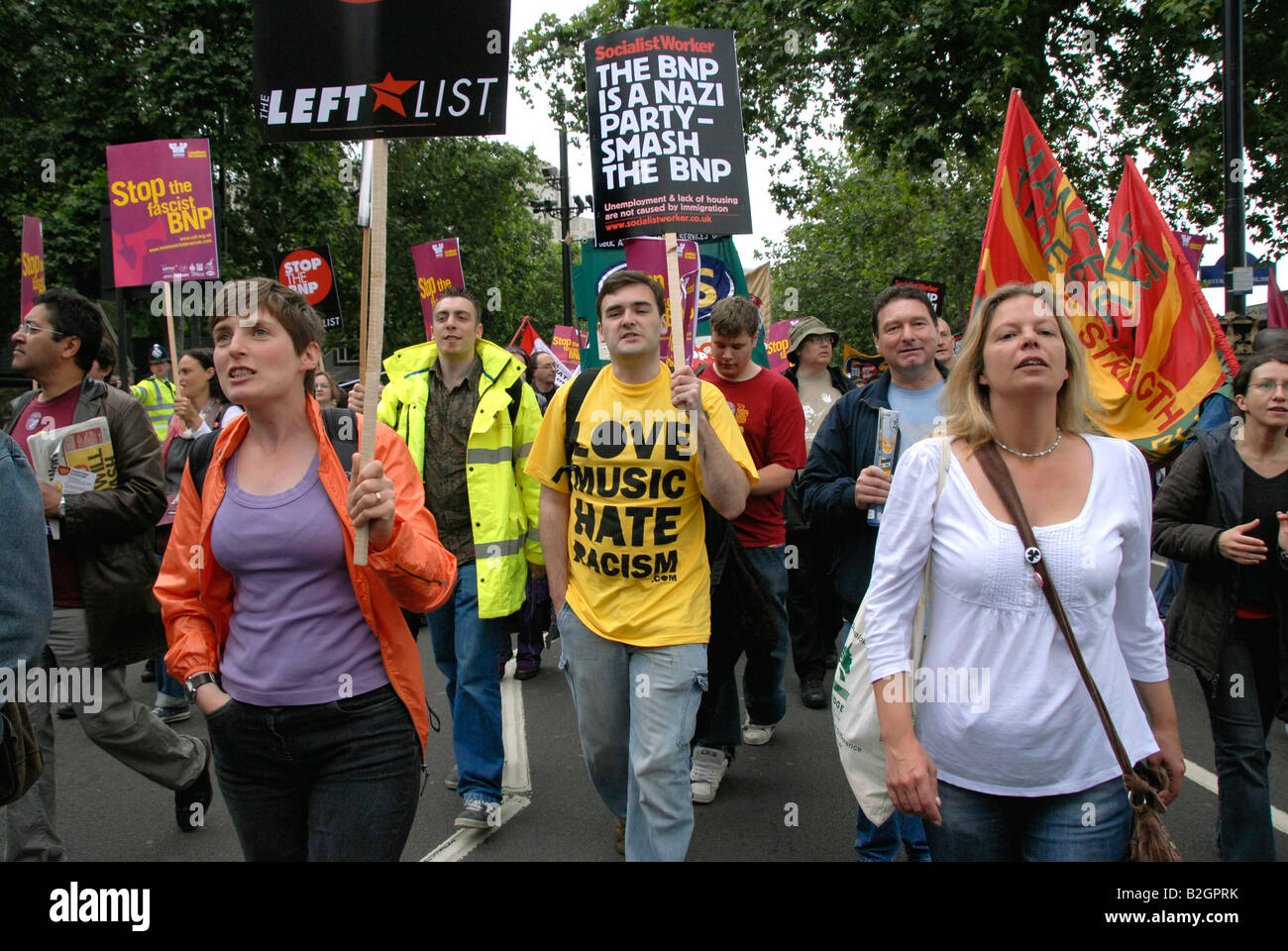 Nazionale anti fascista BNP marzo a Londra il 21 giugno 2008 Foto Stock