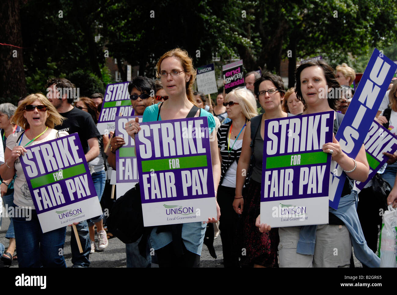 500 000 il governo locale i lavoratori del settore pubblico hanno aderito due giorni di sciopero unione contro la bassa retribuzione sollevare Luglio 2008. Foto Stock