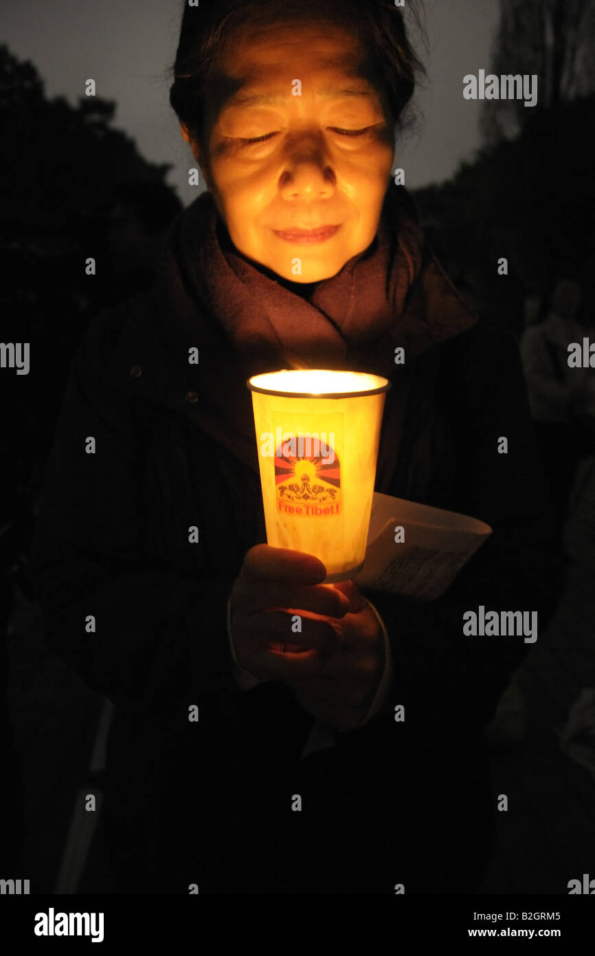 Veglia a lume di candela, Free Tibet Foto Stock