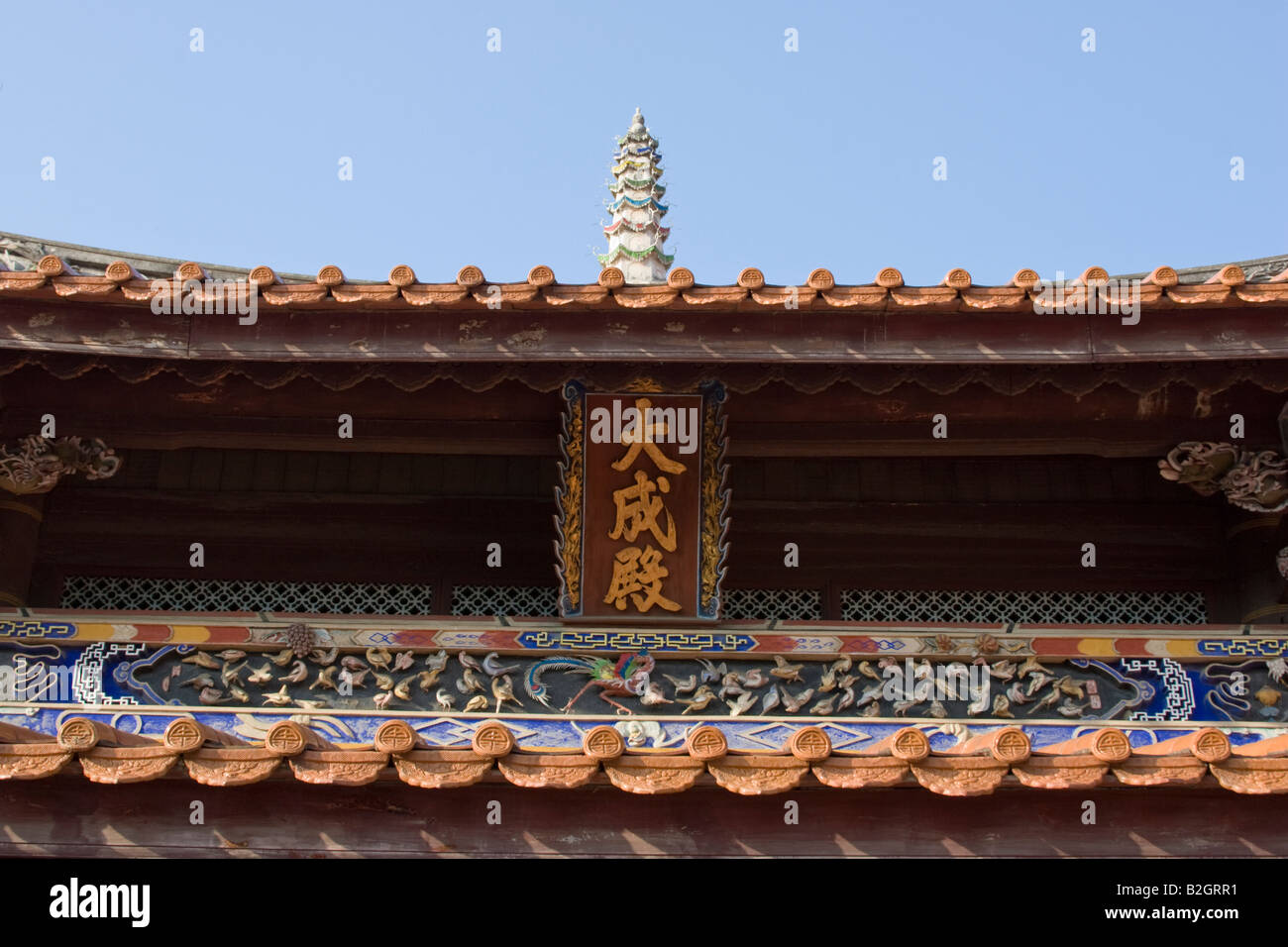 Tetto del Tempio di Confucio studioso cinese salvia Changhua Taiwan ROC Repubblica di Cina Foto Stock