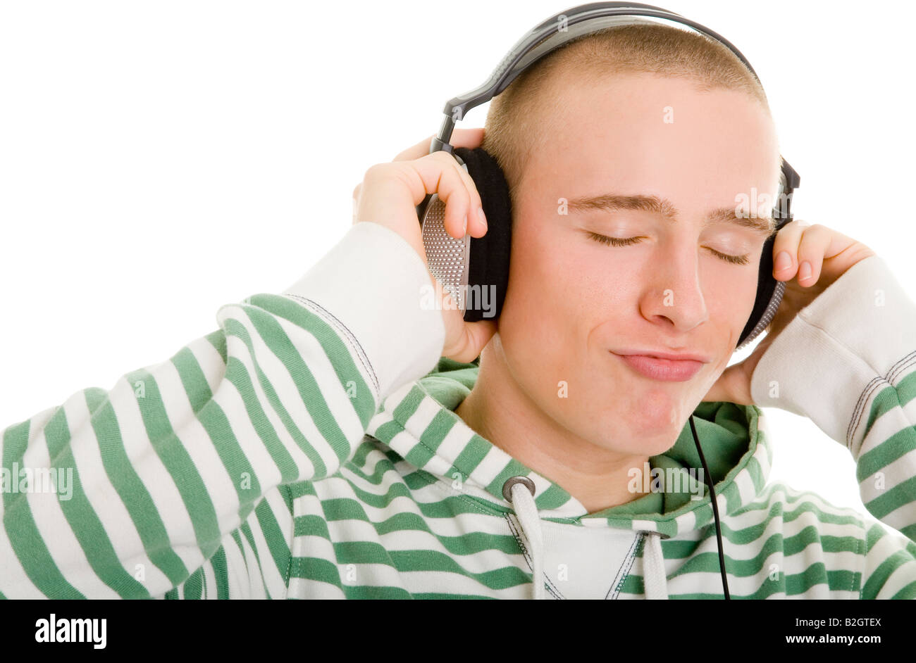 Ritratto di dj homeboy cool incappucciati rapper ponticello musica rap hip hop musica musicista ritratto della cultura giovanile disc jockey le cuffie Foto Stock