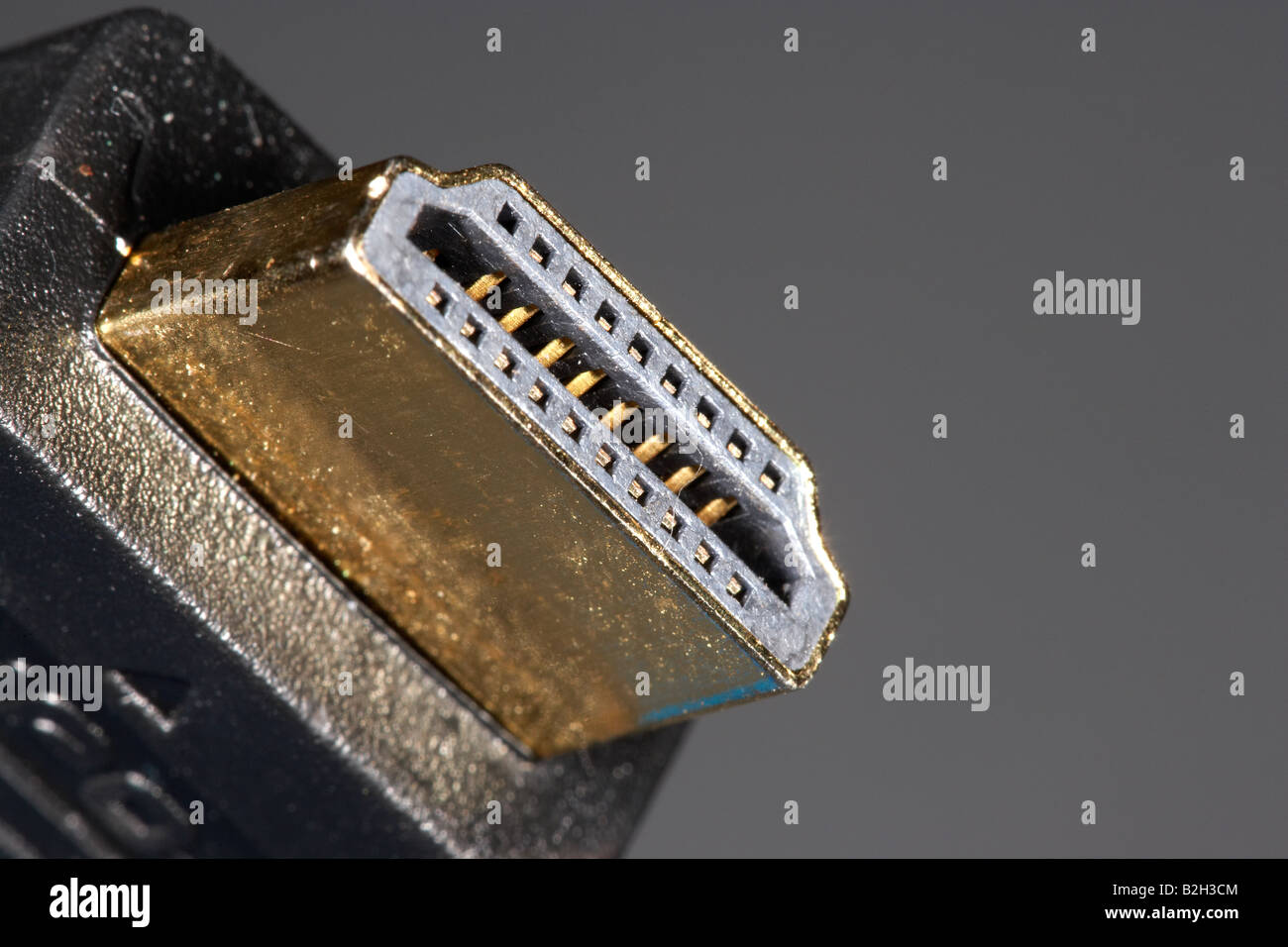 HDMI, Interfaccia multimediale ad alta definizione cavo, vista ravvicinata della del connettore Foto Stock