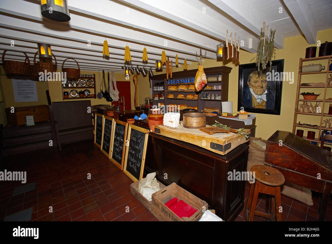 Azienda Shop, Blaenavon Ironworks Museum, Blaenavon, South Wales, Regno Unito Foto Stock
