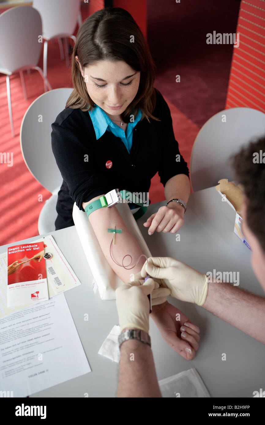 La donazione di sangue per le cellule staminali Foto Stock