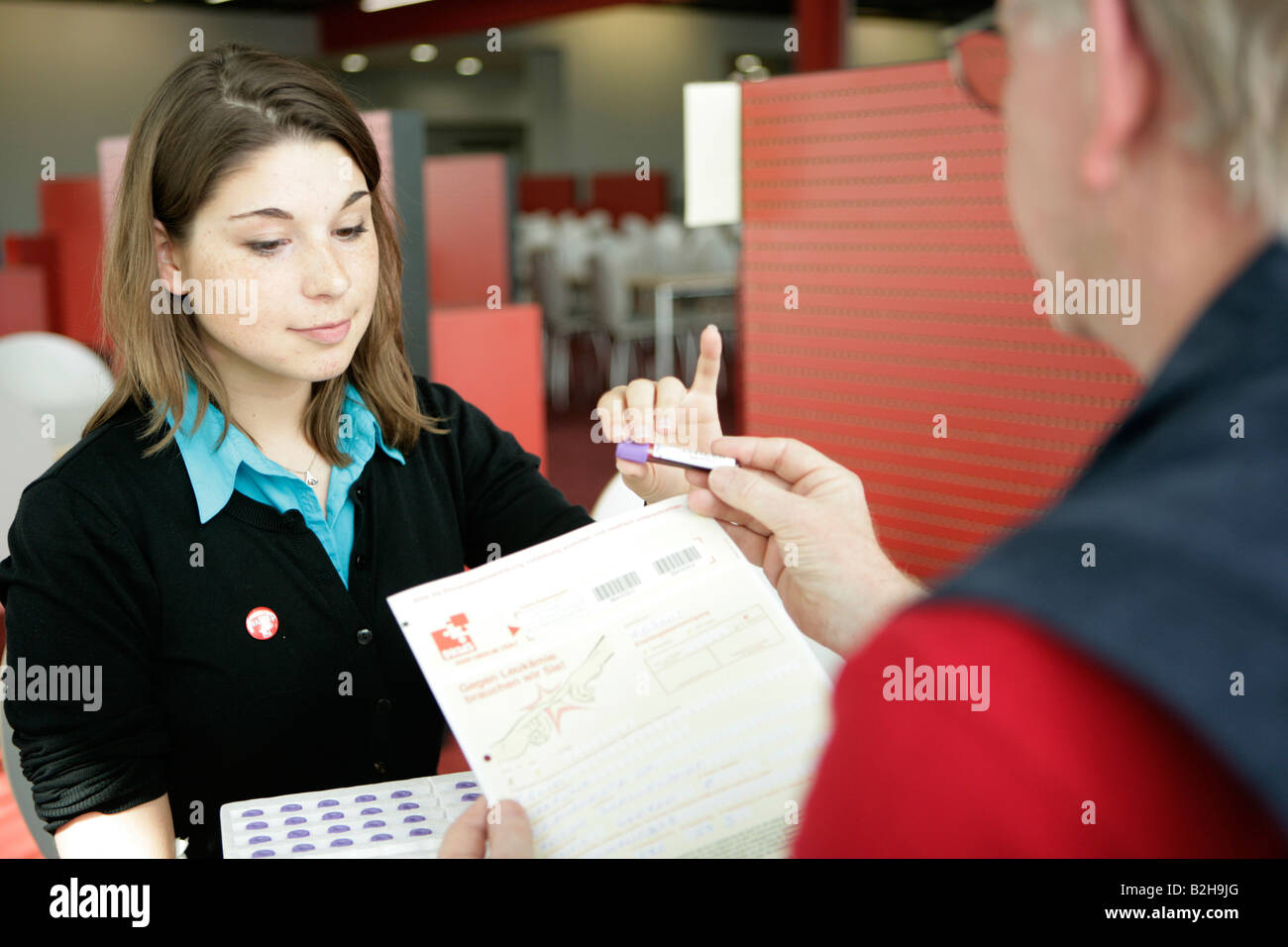 La donazione di sangue per le cellule staminali Foto Stock