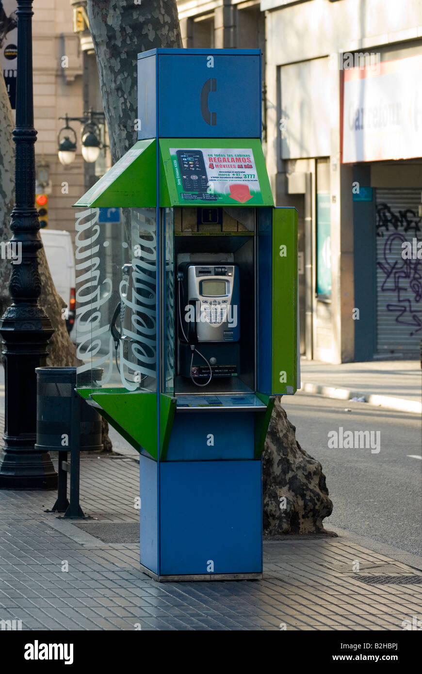 Telefono pubblico a Barcellona Foto Stock