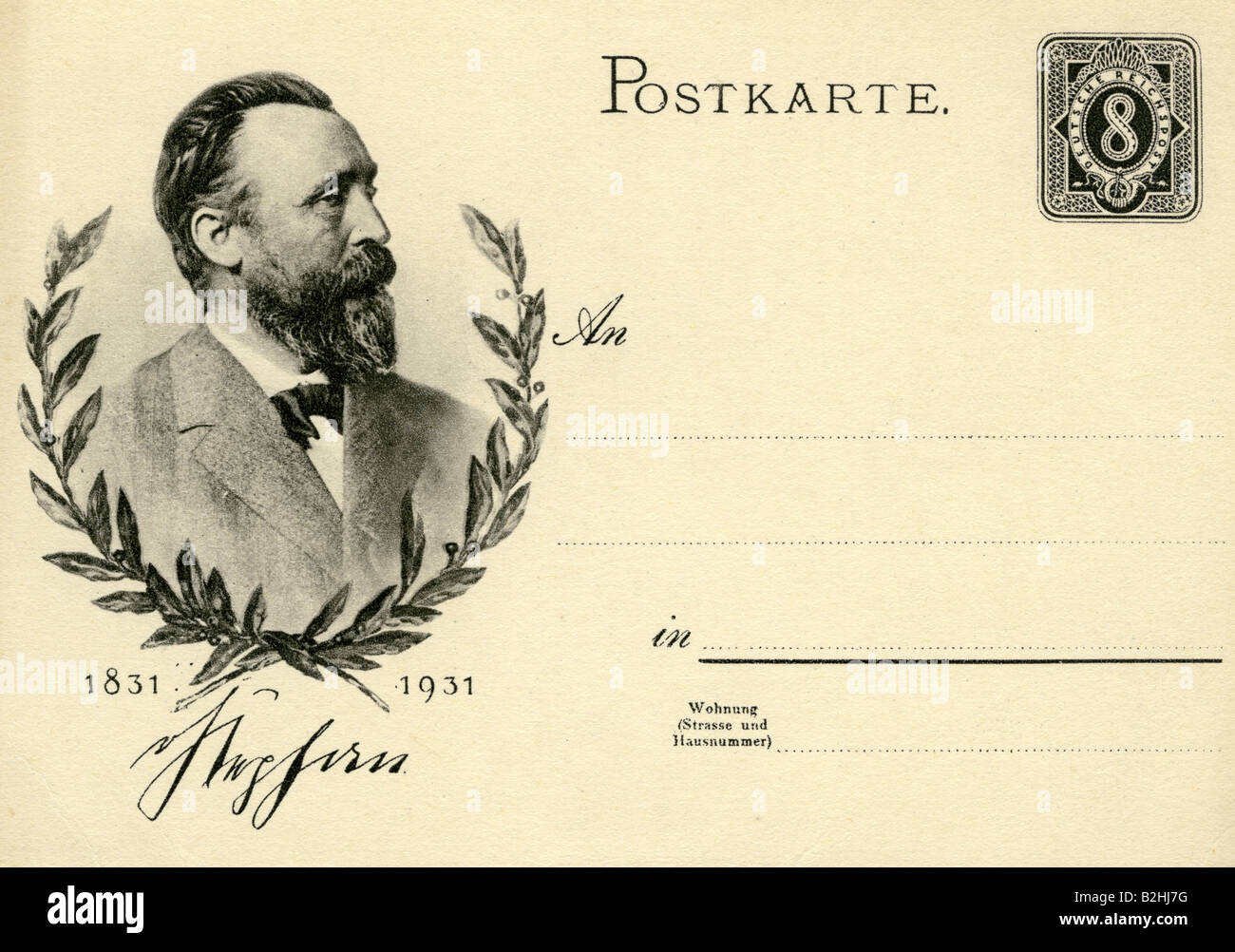Stephan, Heinrich von, 7.1.1831 - 8.4.1897, funzionario tedesco, ritratto, cartolina, 1931, Foto Stock