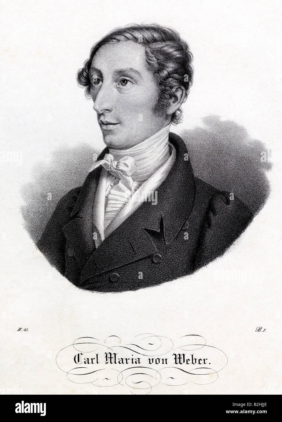 Weber, Carl Maria von, 18.11.1786 - 5.6.1826, compositore tedesco, ritratto, litografia, 19th secolo, Foto Stock