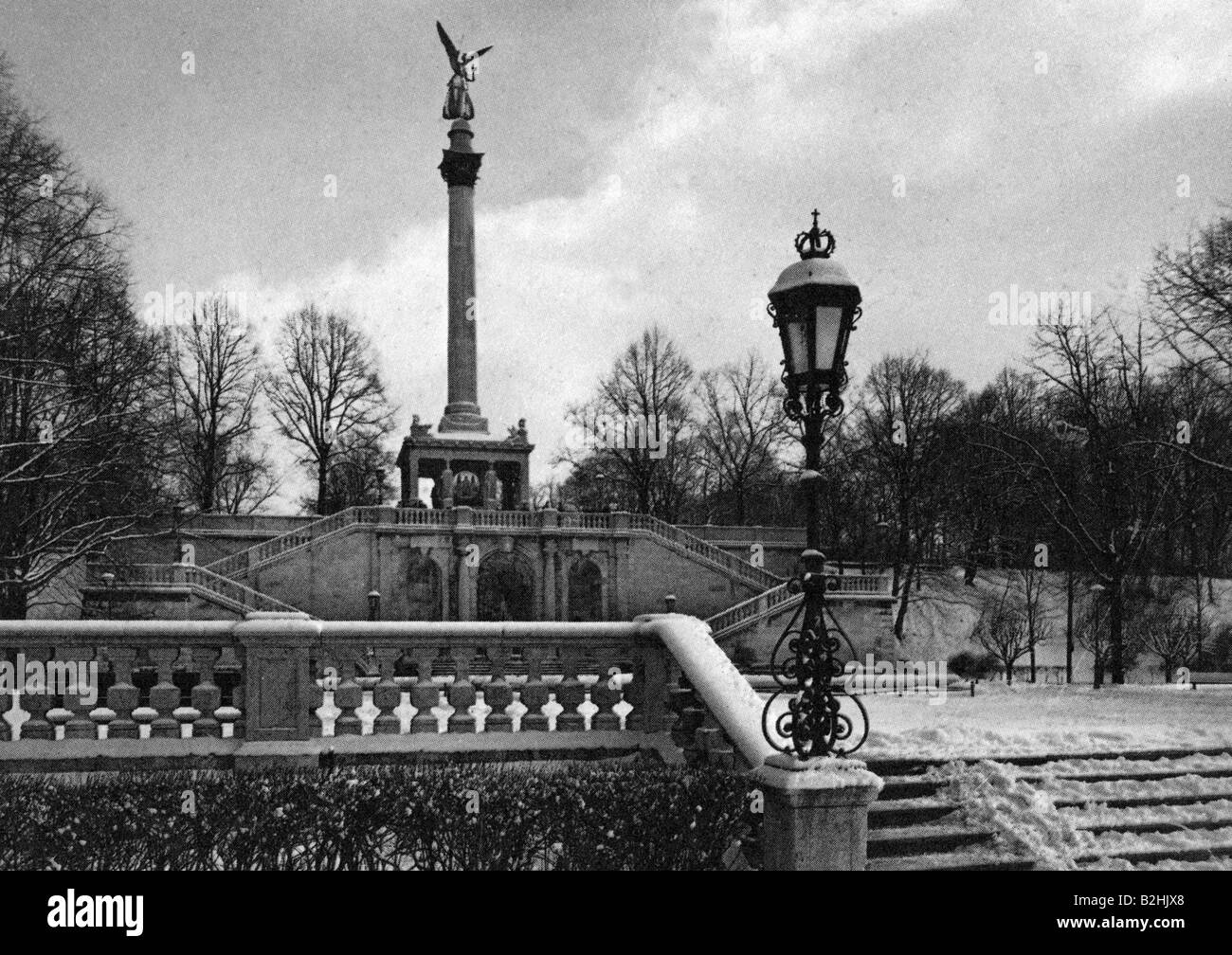 Geografia/viaggio, Germania, Monaco di Baviera, memoriali, Friedensengel, costruito 1895 - 1899, in inverno, circa 1900, angelo di pace, memoriale, Bogenhausen, Baviera, Europa, 20th secolo, storico, storico, 1900s, Foto Stock
