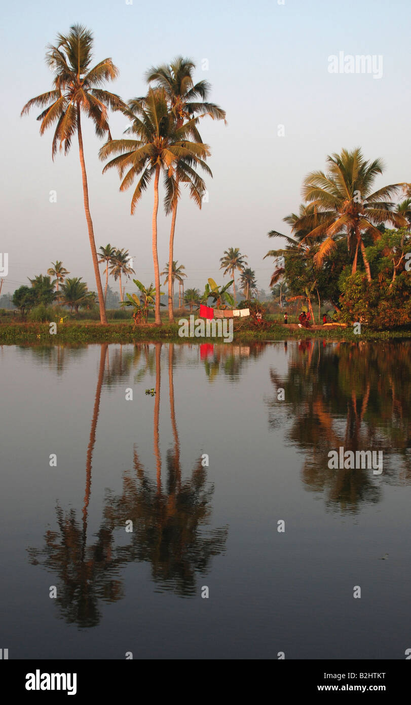 Backwaters nel Kerala India, Lago Vembanad Foto Stock