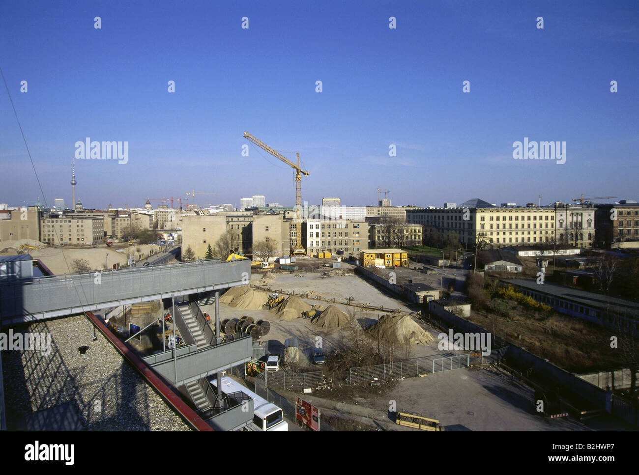 Geografia / viaggio, Germania, Berlino, cantiere a Potsdamer Platz, vista dal centro visitatori, aprile 1998, Foto Stock