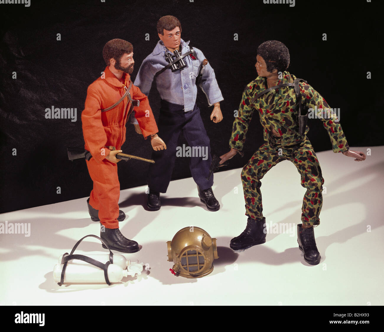 Giocattoli, bambole, 'Hard Rock', 'John Steel', 'Tom Stone', plastica, altezza 30 cm, USA, circa 1970, collezione privata, Foto Stock