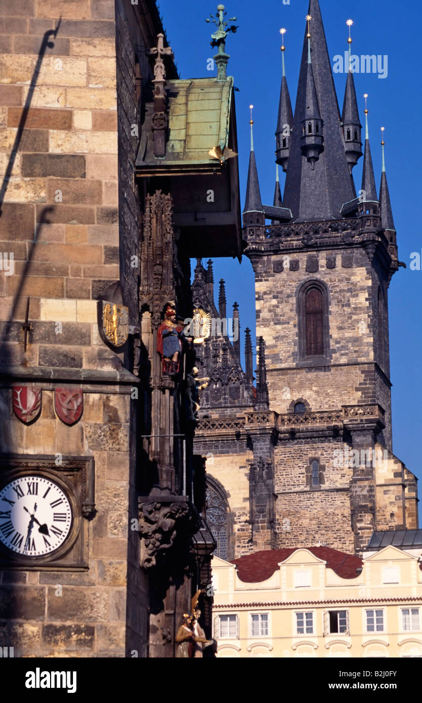 Il municipio Cattedrale Tyn quartiere della Città Vecchia Praga Cechia Foto Stock