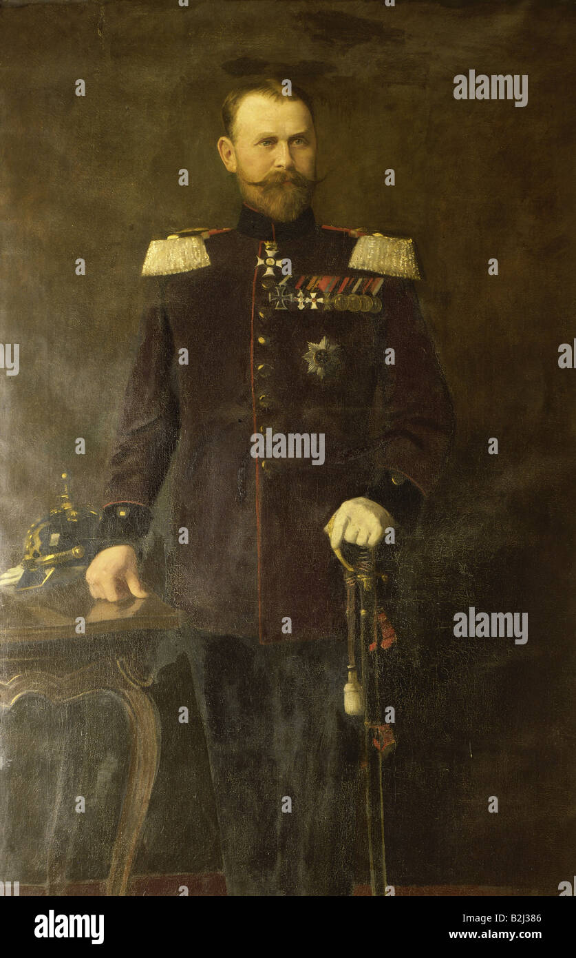 Wilhelm II, 25.2.1848 - 2.10.1921, re di Württemberg 6.10.1891 - 9.11.1918, mezza lunghezza, pittura, palazzo di Ludwigsburg, uniforme, Germania, Foto Stock
