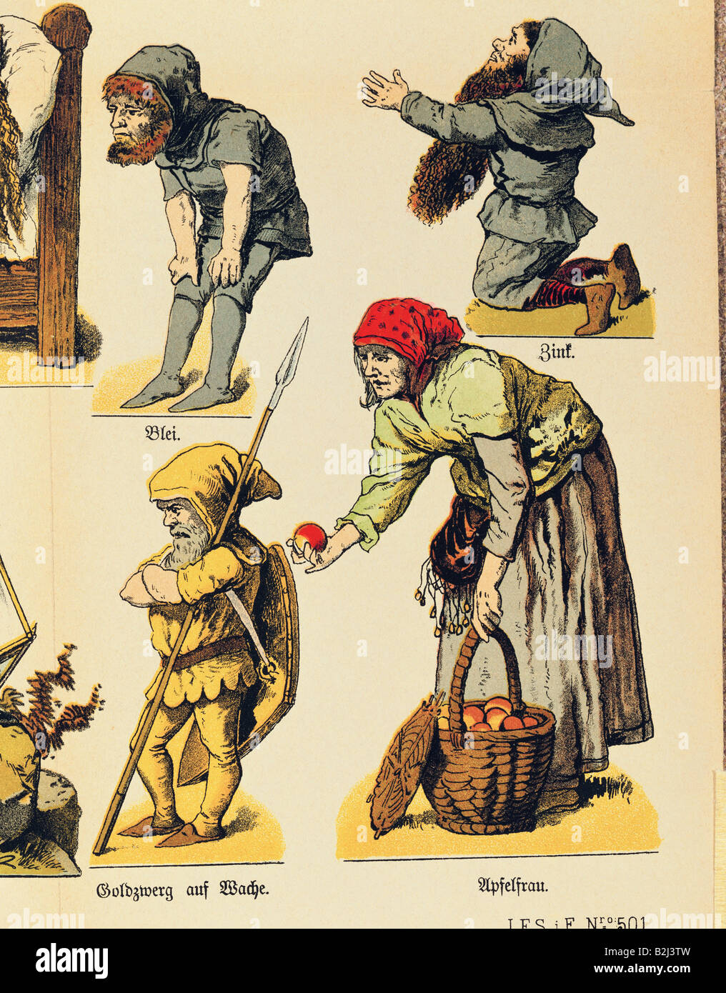 Letteratura, fiabe, 'ora bianco', figure, nani e donna di mele, taglio fogli di carta, Schreiber Children Theatre, Esslingen, 19th secolo, Stadtmuseum, Monaco di Baviera, , Foto Stock